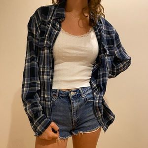 Oversized vintage blue flannel